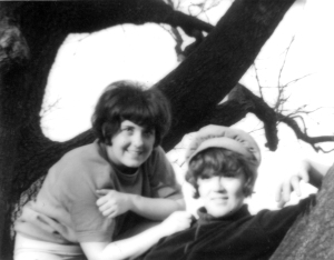 Bonnie and I posing in a tree in the park. 